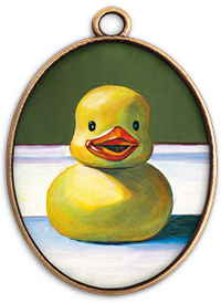 Portrait peint d'un canard en caoutchouc