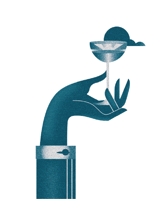 Illustration d'une main tenant un cocktail